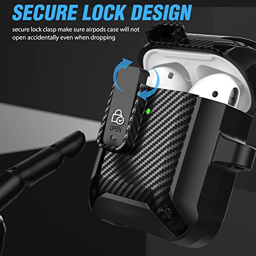 Valkit for Airpods Case Cover for Men with Lock, Military Armor Series Full-Body Air Pod Case with Keychain Cool Apple AirPods Shockproof Protective Case for AirPod 2 & 1