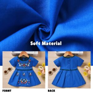 Aalizzwell Infant Baby Girl Embroidered Dress Ethnic Wear Short Sleeve Sundress Blue 6-12 Months