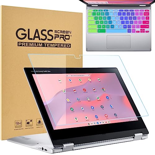 11.6" Screen Protector Tempered Glass for 11.6" Acer Chromebook Spin 311 CP311 R11 CP511 C738T R721t, Acer X360 Chromebook Spin 11.6" 9H Hardness Tempered Glass with Colorful Silicone Keyboard Cover