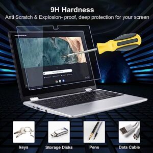 11.6" Screen Protector Tempered Glass for 11.6" Acer Chromebook Spin 311 CP311 R11 CP511 C738T R721t, Acer X360 Chromebook Spin 11.6" 9H Hardness Tempered Glass with Colorful Silicone Keyboard Cover