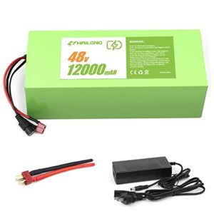h hailong 48v 12ah lithium battery, 48v ebike battery 12ah with 2a fast changer, t-plug and 30a bms for 500w 750w 1000w electric bicycle motor(48v 12ah 200w-800w)
