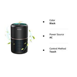 AIRTOK HEPA Air Purifier for Home Bedroom with Fragrance Sponges | 4-In-1 H13 True HEPA Air Filter for Smoke Dust Pollen Pet Dander Odors,99.97% Removal to 0.1 Microns | Ozone-Free, Night Light,Black