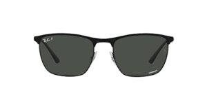 ray-ban rb3686 square sunglasses, matte black on black/polarized dark grey, 57 mm