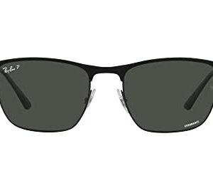 Ray-Ban RB3686 Square Sunglasses, Matte Black On Black/Polarized Dark Grey, 57 mm