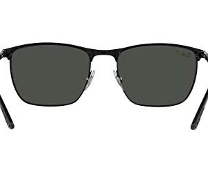 Ray-Ban RB3686 Square Sunglasses, Matte Black On Black/Polarized Dark Grey, 57 mm