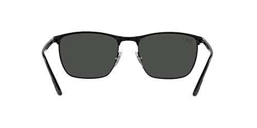 Ray-Ban RB3686 Square Sunglasses, Matte Black On Black/Polarized Dark Grey, 57 mm