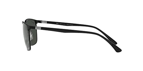 Ray-Ban RB3686 Square Sunglasses, Matte Black On Black/Polarized Dark Grey, 57 mm