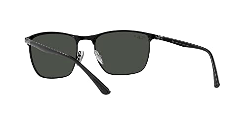 Ray-Ban RB3686 Square Sunglasses, Matte Black On Black/Polarized Dark Grey, 57 mm