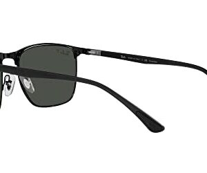 Ray-Ban RB3686 Square Sunglasses, Matte Black On Black/Polarized Dark Grey, 57 mm