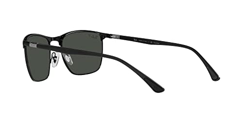 Ray-Ban RB3686 Square Sunglasses, Matte Black On Black/Polarized Dark Grey, 57 mm