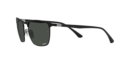 Ray-Ban RB3686 Square Sunglasses, Matte Black On Black/Polarized Dark Grey, 57 mm