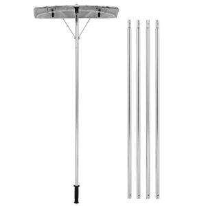gymax snow roof rake, 4.8-20ft extendable aluminum roof rake with built-in wheels, anti-slip handle & 25”wide blade, snow shovel for house roof snow removal, leaves, dribs