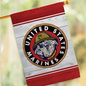 Breeze Decor Marine Bulldog Garden House Flag Set Armed Forces Corps USMC Semper Fi United State American Military Veteran Retire Official Decoration Banner Small Yard Gift Double-Sided, Made in USA