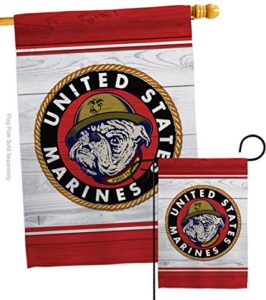 breeze decor marine bulldog garden house flag set armed forces corps usmc semper fi united state american military veteran retire official decoration banner small yard gift double-sided, made in usa