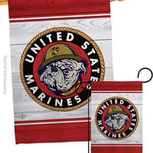 Breeze Decor Marine Bulldog Garden House Flag Set Armed Forces Corps USMC Semper Fi United State American Military Veteran Retire Official Decoration Banner Small Yard Gift Double-Sided, Made in USA