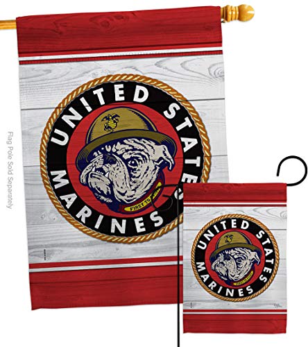 Breeze Decor Marine Bulldog Garden House Flag Set Armed Forces Corps USMC Semper Fi United State American Military Veteran Retire Official Decoration Banner Small Yard Gift Double-Sided, Made in USA