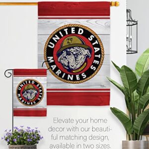 Breeze Decor Marine Bulldog Garden House Flag Set Armed Forces Corps USMC Semper Fi United State American Military Veteran Retire Official Decoration Banner Small Yard Gift Double-Sided, Made in USA