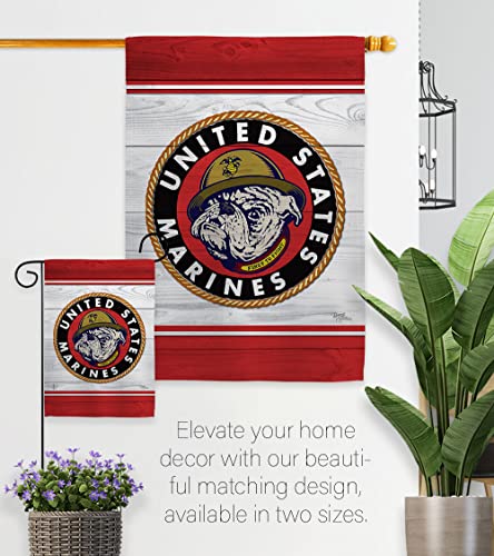 Breeze Decor Marine Bulldog Garden House Flag Set Armed Forces Corps USMC Semper Fi United State American Military Veteran Retire Official Decoration Banner Small Yard Gift Double-Sided, Made in USA