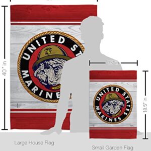 Breeze Decor Marine Bulldog Garden House Flag Set Armed Forces Corps USMC Semper Fi United State American Military Veteran Retire Official Decoration Banner Small Yard Gift Double-Sided, Made in USA