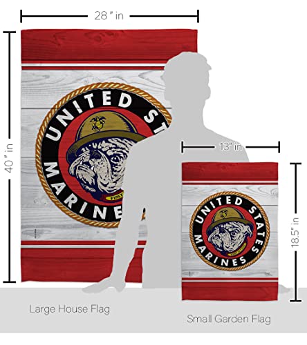 Breeze Decor Marine Bulldog Garden House Flag Set Armed Forces Corps USMC Semper Fi United State American Military Veteran Retire Official Decoration Banner Small Yard Gift Double-Sided, Made in USA