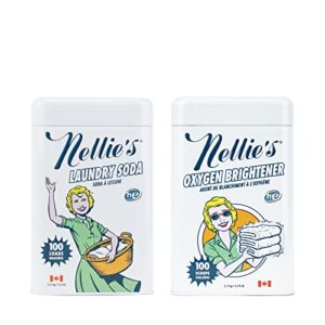 nellie's laundry soda (3.3 lbs for 100 loads) and nellie’s oxygen brightener - cleaning combo package … (combo pack 100)