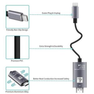 BoxWave Cable Compatible with Oculus Quest 2 - SmartDisplay Cable - USB Type-C to HDMI (6 ft), USB C/HDMI Cable for Oculus Quest 2 - Jet Black