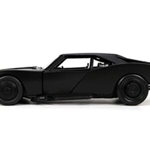 DC Comics 1:24 The Batman Batmobile Die-cast Car w/ 2.75" Batman Figure, Toys for Kids and Adults,Black/Silver