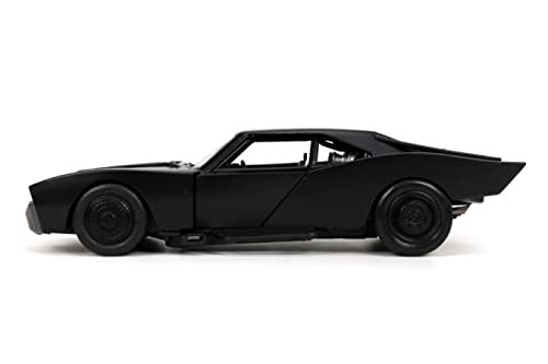 DC Comics 1:24 The Batman Batmobile Die-cast Car w/ 2.75" Batman Figure, Toys for Kids and Adults,Black/Silver