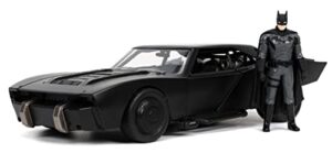 dc comics 1:24 the batman batmobile die-cast car w/ 2.75" batman figure, toys for kids and adults,black/silver