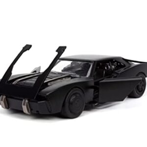 DC Comics 1:24 The Batman Batmobile Die-cast Car w/ 2.75" Batman Figure, Toys for Kids and Adults,Black/Silver