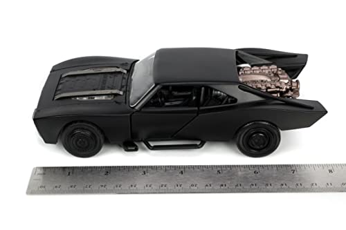 DC Comics 1:24 The Batman Batmobile Die-cast Car w/ 2.75" Batman Figure, Toys for Kids and Adults,Black/Silver