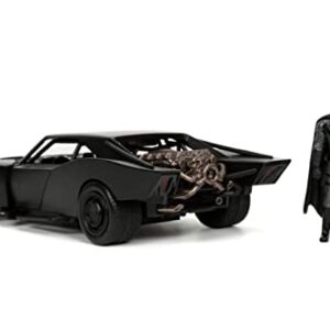 DC Comics 1:24 The Batman Batmobile Die-cast Car w/ 2.75" Batman Figure, Toys for Kids and Adults,Black/Silver