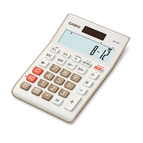 Casio MP-12R-BE-N Remainder Calculator with 12 Digits, Days & Time Calculation, Mini Just Type, Beige, Eco Mark Certified