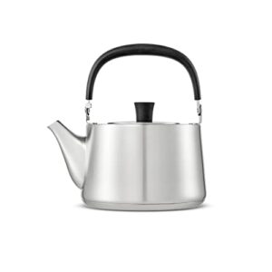 dr.hows deluxe stainless steel tea kettle mini stovetop 1.5l, folding silicone ergonomic handle, easy to clean, small teapot, water boiler for tea, coffee