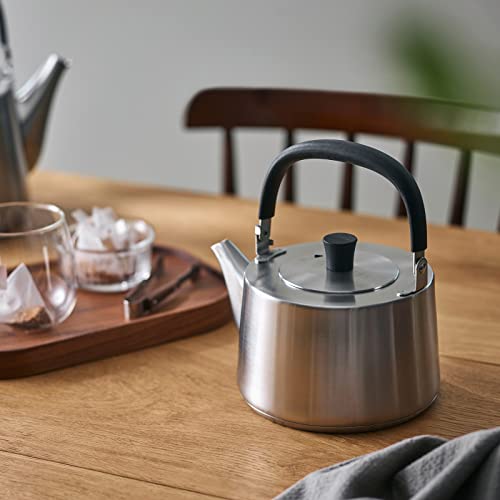 Dr.HOWS Deluxe Stainless Steel Tea Kettle Mini Stovetop 1.5L, Folding Silicone Ergonomic Handle, Easy to Clean, Small Teapot, Water boiler for Tea, Coffee