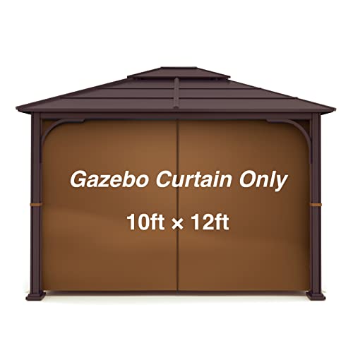 Gazebo Universal Replacement Privacy Curtains - Gafrem 10' x 12' Canopy Side Wall Privacy Panel with Zipper, 1 Panel Sidewall ONLY (Brown)