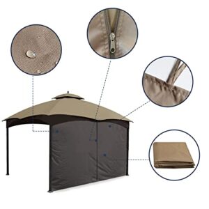 Gazebo Universal Replacement Privacy Curtains - Gafrem 10' x 12' Canopy Side Wall Privacy Panel with Zipper, 1 Panel Sidewall ONLY (Brown)