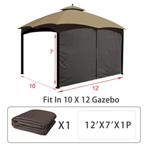 Gazebo Universal Replacement Privacy Curtains - Gafrem 10' x 12' Canopy Side Wall Privacy Panel with Zipper, 1 Panel Sidewall ONLY (Brown)