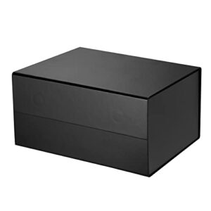 Gift Box 1PC 8x6x4 Inches, Collapsible with Magnetic Lid Closure Rigid Large Size Gift Packaging Box for Valentine's Day Set, Mother's Day, Father's Day, Party, Weddings, Birthdays (Matte Black)