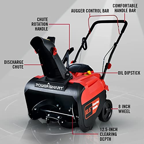 PowerSmart Snow Blower Gas Powered, 21 Inch Single Stage Gas Snow Thrower, 212CC Gasoline Engine Snowblower for Yard, PSSW21