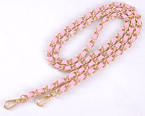 VanEnjoy Purse Chain Strap with Tassel - Microfiber Leather - Replacement for Shoulder Crossbody Straps for Handbag (Pink-Gold Chain with Tassel)