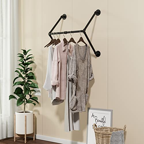 ONOTETUT Industrial Pipe Clothing Rack,Detachable Pipe Wall Mounted Clothes Rack,Industrial Space-Saving Hanging Clothes Rack,Multi-Purpose Pipe Garment Racks for Laundry Room