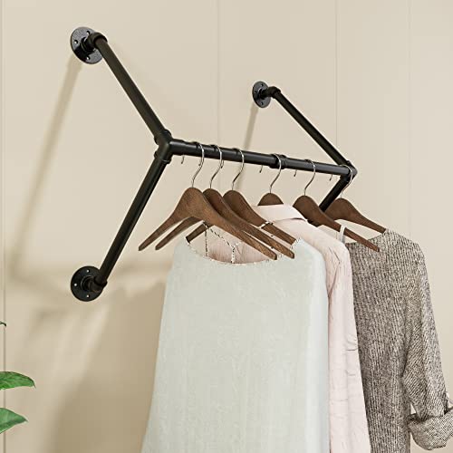 ONOTETUT Industrial Pipe Clothing Rack,Detachable Pipe Wall Mounted Clothes Rack,Industrial Space-Saving Hanging Clothes Rack,Multi-Purpose Pipe Garment Racks for Laundry Room