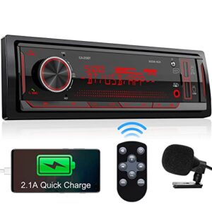 single din stereo marine radio: bluetooth car audio receivers with digital lcd display | fm am car radio | usb/sd/aux/mp3 player | 2.1a quick charge | app remote