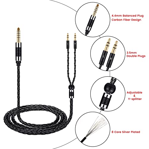 weishan Balanced Cable Replacement for Hifiman Sundara, HE4XX, HE400SE Headphones, Dual 3.5mm to 4.4 Wire Compatible with Sony WM1A, WM1Z, NW-ZX505 Digital Music Players, 4ft