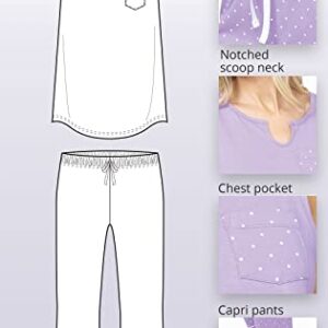 PajamaGram Summer Pajamas For Women - PJ Set For Women, Lavender Polka Dot, MD