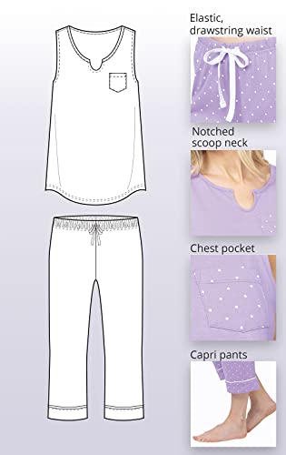 PajamaGram Summer Pajamas For Women - PJ Set For Women, Lavender Polka Dot, MD