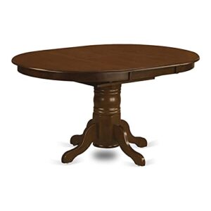 butterfly leaf oval wooden dining table, drop leaf dining room table with pedestal legs for kitchen dining room, in espresso
