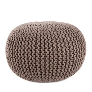 jaipur living vibe asilah 20"x20"x14" pouf, contemporary dark taupe for outdoor spaces