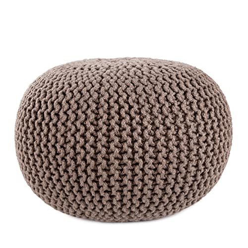 Jaipur Living Vibe Asilah 20"X20"X14" Pouf, Contemporary Dark Taupe for Outdoor Spaces